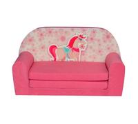 Canapé Lit Enfant - FORTISLINE - Pony - Rose - Microfibre - Lavable en machine
