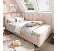 Canapé-lit Enfant Lit gigogne enfant 90x200 cm rose velours - Canapé-lit, lit repos et lit avec sommier à lattes - sans Matelas