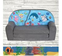 Canapé lit enfant Ocean II - FORTISLINE - Bleu - Enfant - Microfibre - Mixte