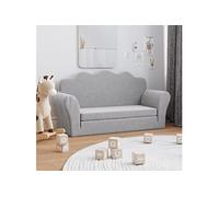 vidaXL Canapé-lit enfants 2 places - Lit de jour avec dossier et accoudoirs - Gris clair peluche