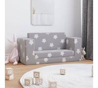 vidaXL Canapé pour enfants gris clair avec étoiles peluche douce