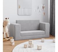 Canapé-lit enfants 2 places gris clair peluche douce