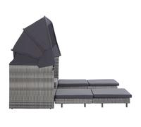 Canapé-Lit Extensible 3 Places Avec Toit Résine Tressée Gris Gris