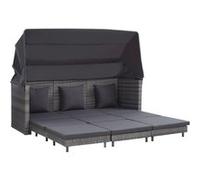 Canapé lit extensible 3 places avec toit Résine tressée Gris Gris G