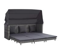 Canapé-lit Extensible 3 Places avec Toit Résine Tressée Jardin Terrasse vidaXL