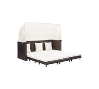 Vidaxl Canapé-Lit Extensible 3 Places Avec Toit Résine Tressée Marron Marron
