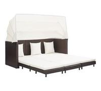 vidaXL Canapé-lit extensible 3 places avec toit Résine tressée Marron 46076