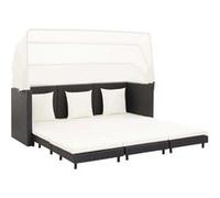 Canapé lit extensible 3 places avec toit Résine tressée Noir Noir G