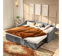 Canapé-lit extensible, 90/180 x 200 cm, lit de jour, rembourré, avec sommier à lattes, lit multifonction, pour salon, chambre à coucher, sans matelas, gris
