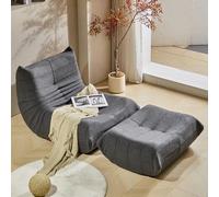 Canapé-lit, fauteuil de méditation pliable, avec dossier et repose-pieds, pour paresseux, pour l'intérieur, la méditation, convient pour la chambre à coucher, le salon, gris