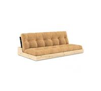 Canapé lit futon BASE marron fondant couchage 130cm dossiers noirs coffres