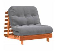 Canapé-lit futon en bois - vidaXL - Dossier réglable - Bois de pin massif - 90x200x8 cm - Marron cire