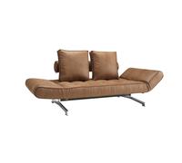 Canapé-lit Ghia tissu avec cuir pieds acier chromé frame black steel