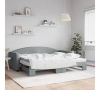 Canapé Lit Gigogne 2 en 1 avec 2 Matelas Mousse 90x200 cm, Lit de Jour Convertible Gris Clair en Tissu Polyester pour Salon et Chambre d'amis, Design Moderne et Économie d'Espace