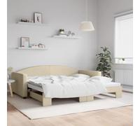 Canapé Lit Gigogne 2 en 1 Crème 100x200 cm, Convertible en Lit Double, Design Moderne pour Salon et Chambre d'amis, Tissu Durable et Structure Bois Métal Robuste