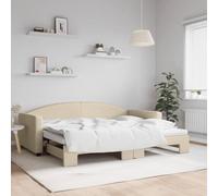 Canapé-lit gigogne 2 en 1 crème 90x200 cm, Convertible Salon et Chambre, Design Moderne en Tissu Polyester Durable, Structure Bois et métal Robuste, sans Matelas Inclus