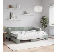 Canapé Lit Gigogne 2 en 1 Gris Clair 80x200 cm, de Repos Convertible en Lit Double, Design Moderne Velours Doux pour Salon et Chambre d'amis, sans Matelas Inclus