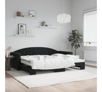 Canapé Lit Gigogne 2 en 1 Noir Velours 90x200 cm, de Jour Convertible avec Rangement, Canapé d'Appoint et Lit d'Appoint pour Salon et Chambre d'amis, Design Moderne sans Matelas