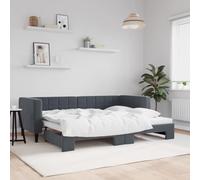 Canapé Lit Gigogne 2 en 1 Velours Gris 80x200 cm, Convertible en Lit Double, Design Moderne pour Salon et Chambre d'amis, sans Matelas, Facile à Assembler