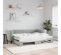 Canapé Lit Gigogne 2 en 1 Velours Gris Clair 80x200 cm, Lit de Jour Convertible Salon Chambre, sans Matelas, Design Moderne Espace Optimisé
