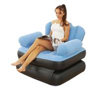 Canapé-lit gonflable 5 en 1 en PVC double couche | Fauteuil inclinable d'extérieur pliable avec accoudoirs, lit d'appoint portable, dégonflage rapide pour le camping et la maison