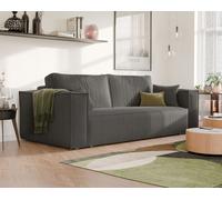 GREKPOL Sofa 240x105 cm - Canapé Velours Côtelé - Canapé Convertible 3 Places - Canapé Convertible Gris Foncé - Canapé Lit - Canape 3 Places
