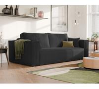 GREKPOL Sofa 240x105 cm - Canapé Velours Côtelé - Canapé Convertible 3 Places - Canapé Convertible Noir - Canapé Lit - Canape 3 Places