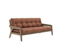 Banquette ajustable GRAB en pin massif foncé avec matelas futon marron clair 130x190