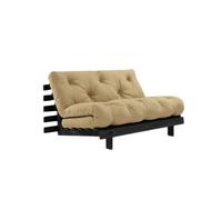 Canapé-lit Karup Roots avec Matelas Roots 140x200 Beige blé/Laqué Noir