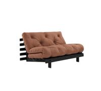 Canapé-lit Karup Roots avec Matelas Roots 140x200, Laqué Marron Argile/noir