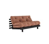 Canapé-lit Karup Roots avec Matelas Roots 160x200, Laqué Brun Argile/noir
