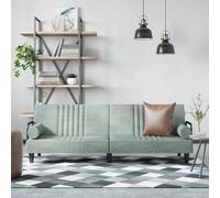 Canapé lit avec accoudoirs gris clair velours