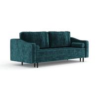 Canapé-lit Livia Interiors Zyia 218x103 cm, Canapé avec fonction sommeil et coffre de lit, Canapé 3 personnes, Canapé-lit Pieds hauts Tissu velours Piano Velvet Turquoise