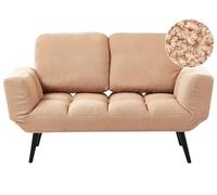 Canapé-lit Moderne 2 Places en Bouclé Accoudoirs Réglables Pieds en Métal Beige Sable Brekke