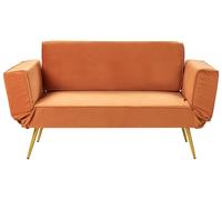 Canapé-lit Moderne Accoudoirs Réglables en Velours Orange Saarela