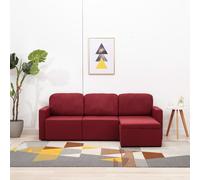 Canapé-Lit Modulaire 3 Places Rouge Bordeaux Tissu Rouge