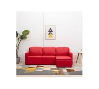 vidaXL Canapé-lit modulaire 3 places Rouge Similicuir