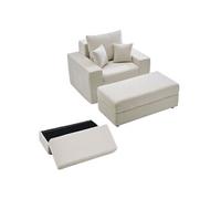 Canapé Lit Modulaire avec Rangement 1115 mm Fauteuil Convertible Beige