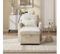 Canapé-lit multifonctionnel - OEM - Beige - 125x84.5x87 cm - Support téléphone intégré - Rangement caché