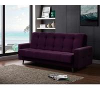 Canapé-lit Nancy BIS trois places avec fonction sommeil coffre de lit Canapé rembourré en velours avec ressorts pieds en bois, tissu : kronos 03 - lilas