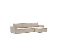 Canapé lit NEWILLA LOUNGER méridienne coffre tissu Blida Sand Grey