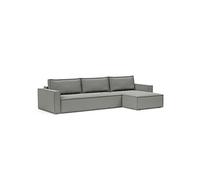Canapé lit NEWILLA LOUNGER méridienne coffre tissu Bouclé Ash Grey