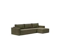 Canapé lit NEWILLA LOUNGER méridienne coffre tissu Cordufine Green