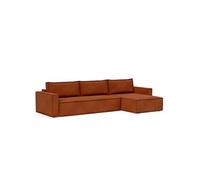 Canapé lit NEWILLA LOUNGER méridienne coffre tissu Corduroy Orange