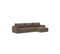 Canapé lit NEWILLA LOUNGER méridienne coffre tissu Esina Cedar Brown