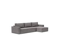 Canapé lit NEWILLA LOUNGER méridienne coffre tissu Flashtex Light Grey
