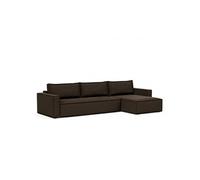 Canapé lit NEWILLA LOUNGER méridienne coffre tissu Taura Chocco