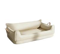 Canapé-lit orthopédique rectangulaire en cuir for chien, lit for animaux de compagnie, imperméable et détachable, avec fond antidérapant, lavable en Machine ,for all seasons use(Beige,M 50x40x20cm)