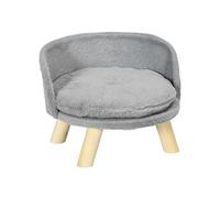 PawHut Canapé lit Panier pour Chien Design scandinave Coussin Moelleux Amovible Pieds en Bois Ø 40,5 x 33H cm Gris