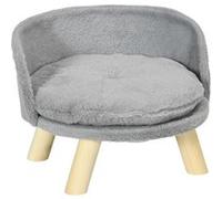 Canapé lit panier pour chien design scandinave coussin moelleux amovible pieds en bois Ø 40,5 x 33H cm gris Gris G